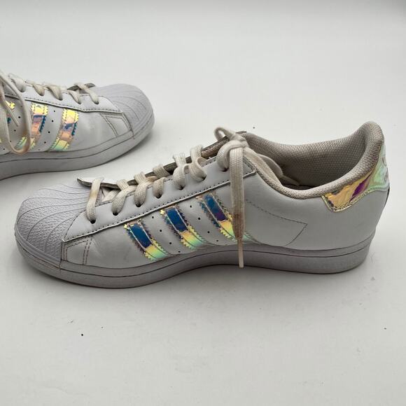 Adidas Superstar Women's Sneakers White Iridescent Holographic Size 9 FX7565 - Picture 4 of 11
